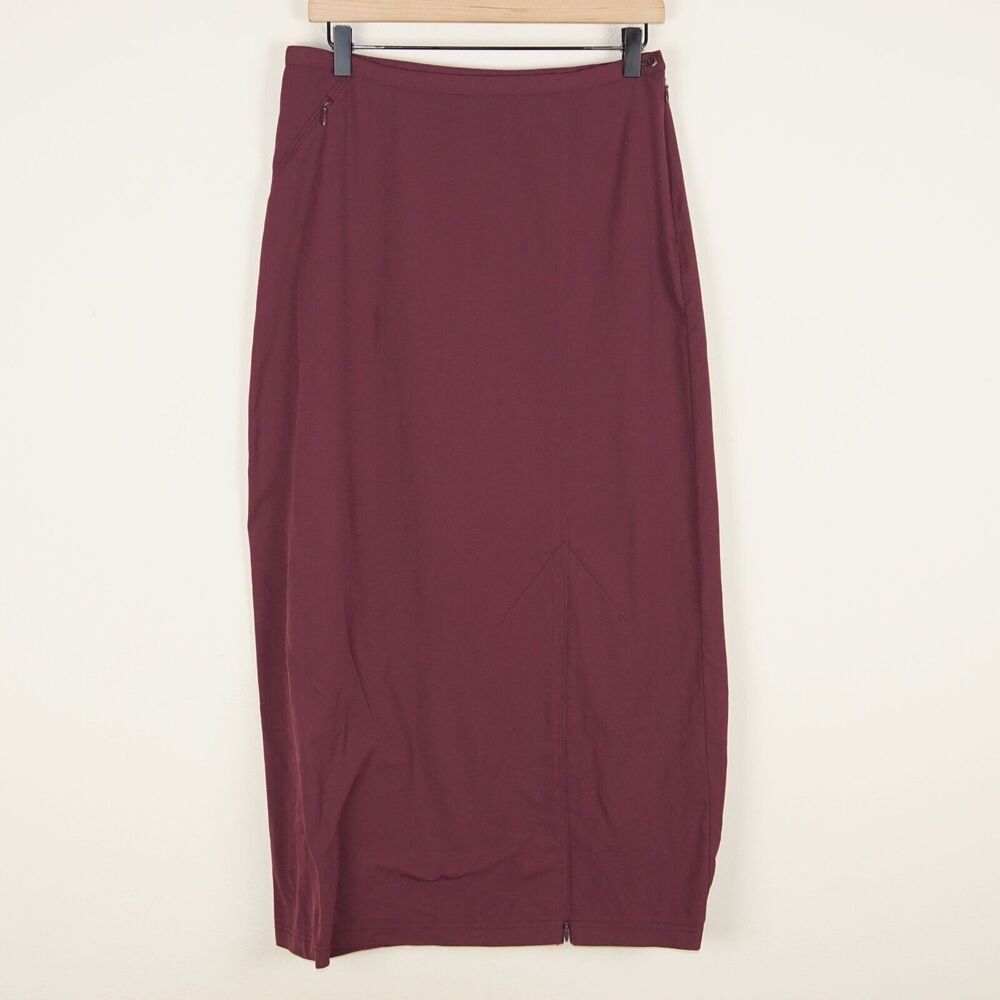 Patagonia Long Road Burgundy Red Maxi Skirt Expandable Hem Womens Sz 8